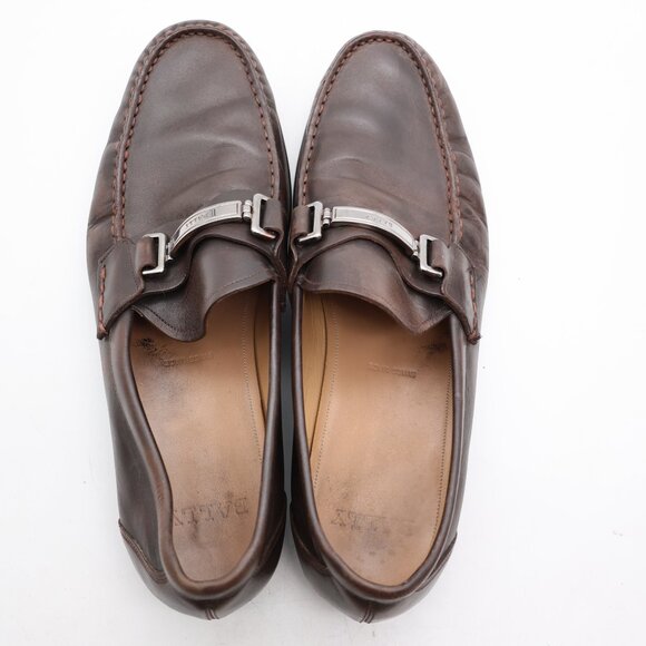 Bally Swiss Corton Men's Size 11 D Dark Brown Leather Silver Horse Bit Loafers - Picture 9 of 12